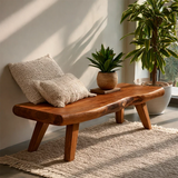 Solid Wood Entryway Bench with Angled Legs Organic Slab Seating Design - Arboriswood - 6