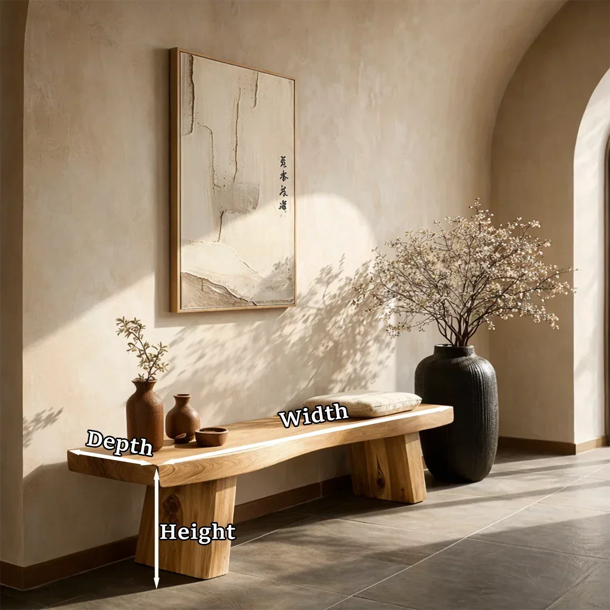 Solid Wood Entryway Bench with Block Legs Modern Hallway Seating - ArborisWood - 10