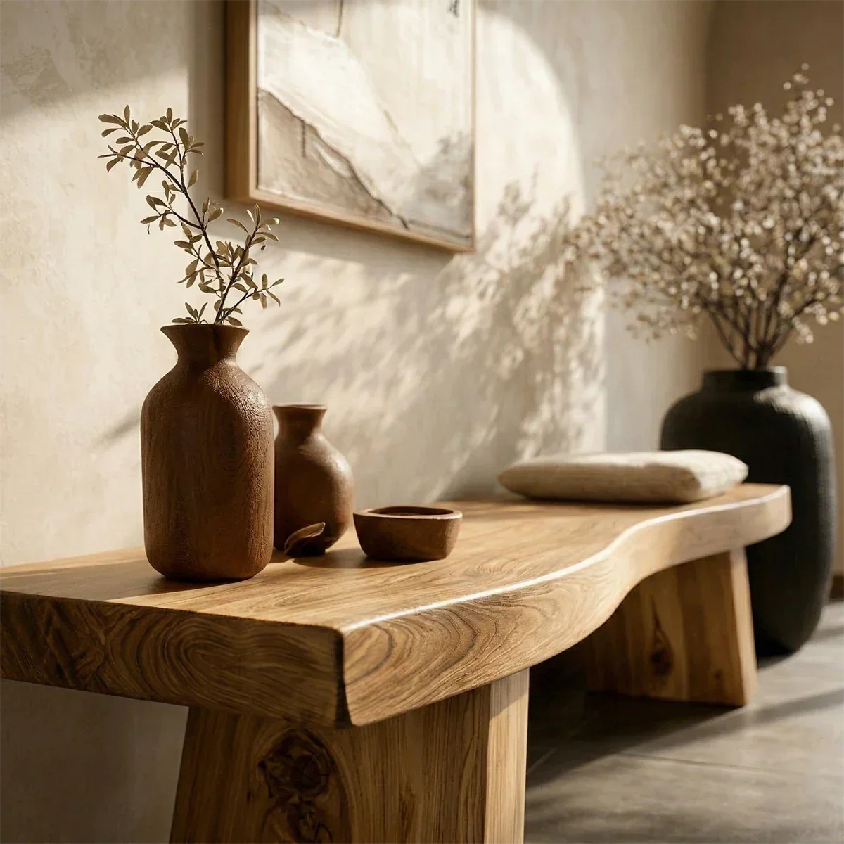 Solid Wood Entryway Bench with Block Legs Modern Hallway Seating - ArborisWood - 3