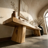 Solid Wood Entryway Bench with Block Legs Modern Hallway Seating - ArborisWood - 4