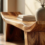 Solid Wood Entryway Bench with Lifted Edge Sculptural Leg Seating - Arboriswood - 4