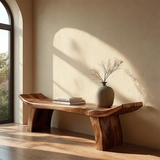Solid Wood Entryway Bench with Lifted Edge Sculptural Leg Seating - Arboriswood - 6