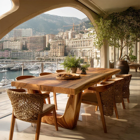 Solid Wood Live Edge Dining Table with Sculptural U-Base for Modern Interiors - ArborisWood