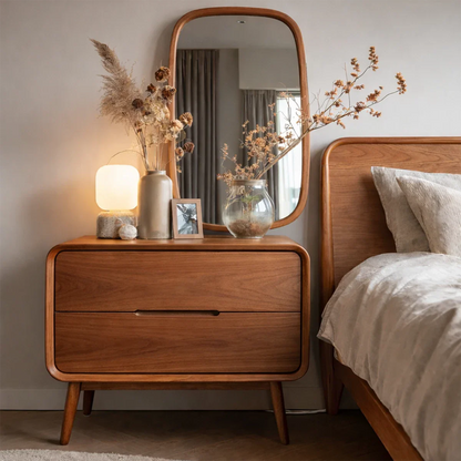 Solid Wood Nightstand with Integrated Pull Two Drawer Storage - ArborisWood - 7