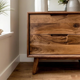 Solid Wood Nightstand with Organic Pull Two Drawer Storage Design - ArborisWood - 4