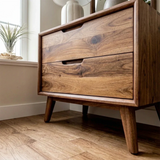 Solid Wood Nightstand with Organic Pull Two Drawer Storage Design - ArborisWood - 5