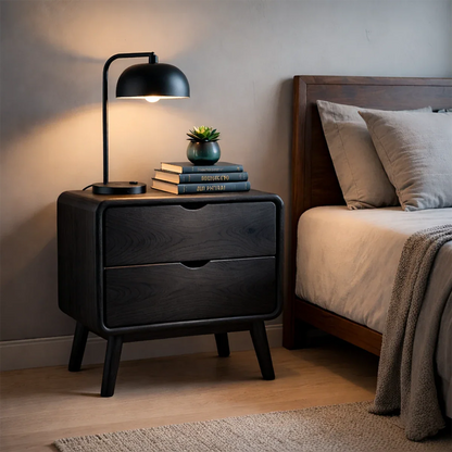 Solid Wood Nightstand with Rounded Edges and Soft Modern Storage Design - ArborisWood - 9