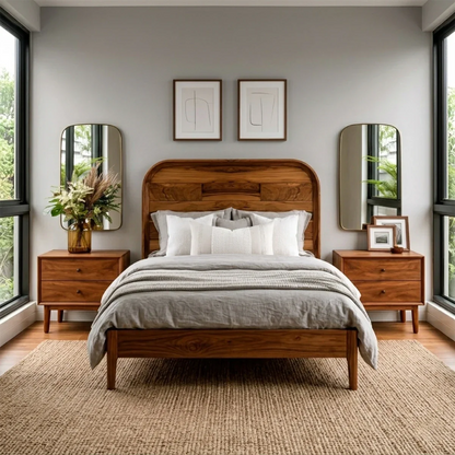 Solid Wood Nightstand with Two Drawers Classic Clean Design - ArborisWood - 3