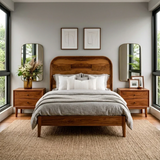 Solid Wood Nightstand with Two Drawers Classic Clean Design - ArborisWood - 3