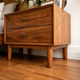 Solid Wood Nightstand with Two Drawers Classic Clean Design - ArborisWood - 5