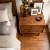 Solid Wood Nightstand with Two Drawers Classic Clean Design - ArborisWood - 6