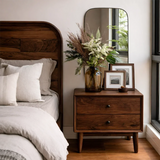 Solid Wood Nightstand with Two Drawers Classic Clean Design - ArborisWood - 7