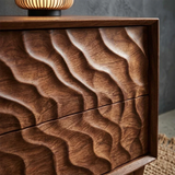 Solid Wood Nightstand with Vertical Ripple Front and Modern Storage Design - ArborisWood - 4