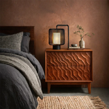 Solid Wood Nightstand with Vertical Ripple Front and Modern Storage Design - ArborisWood - 7