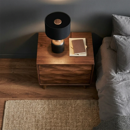 Solid Wood Nightstand with Wave Carved Front and Modern Storage Design - ArborisWood - 6