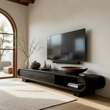 Solid Wood TV Stand with Low Profile Design and Rounded End Frame - Arboriswood - 11