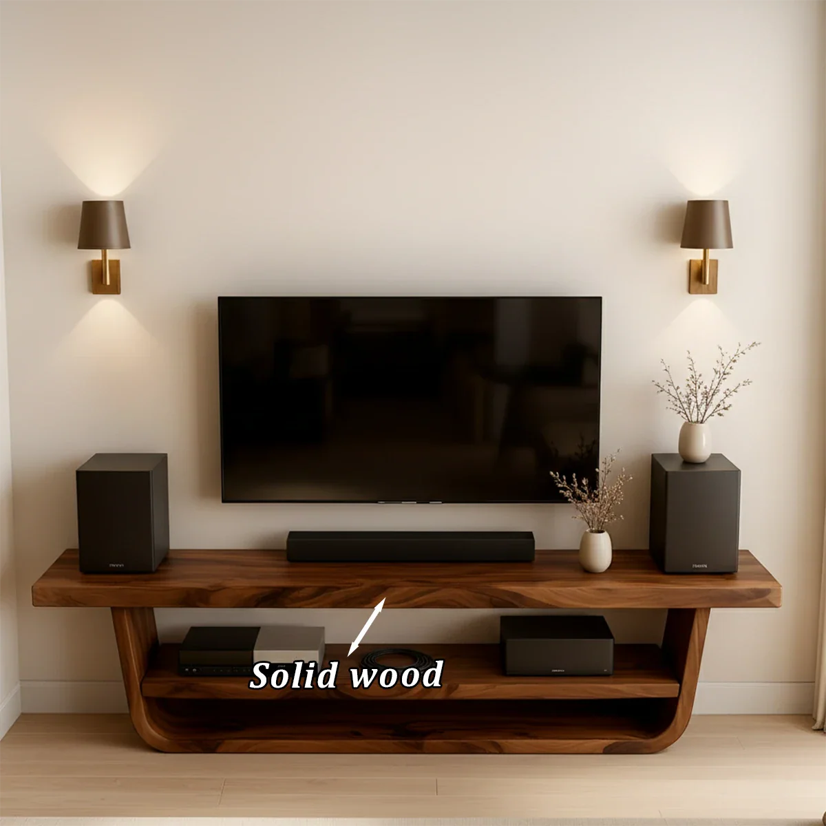 Solid Wood TV Stand with Open Frame Design and Display Shelving - ArborisWood - 10