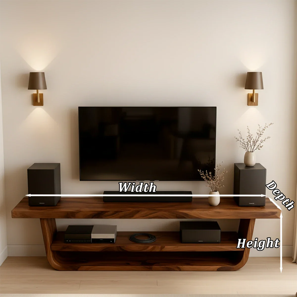 Solid Wood TV Stand with Open Frame Design and Display Shelving - ArborisWood - 11
