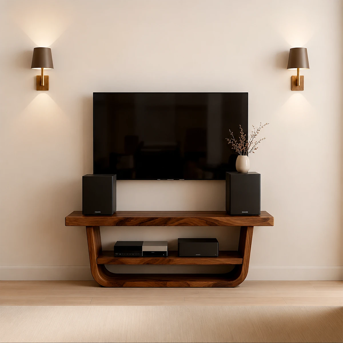Solid Wood TV Stand with Open Frame Design and Display Shelving - ArborisWood - 12