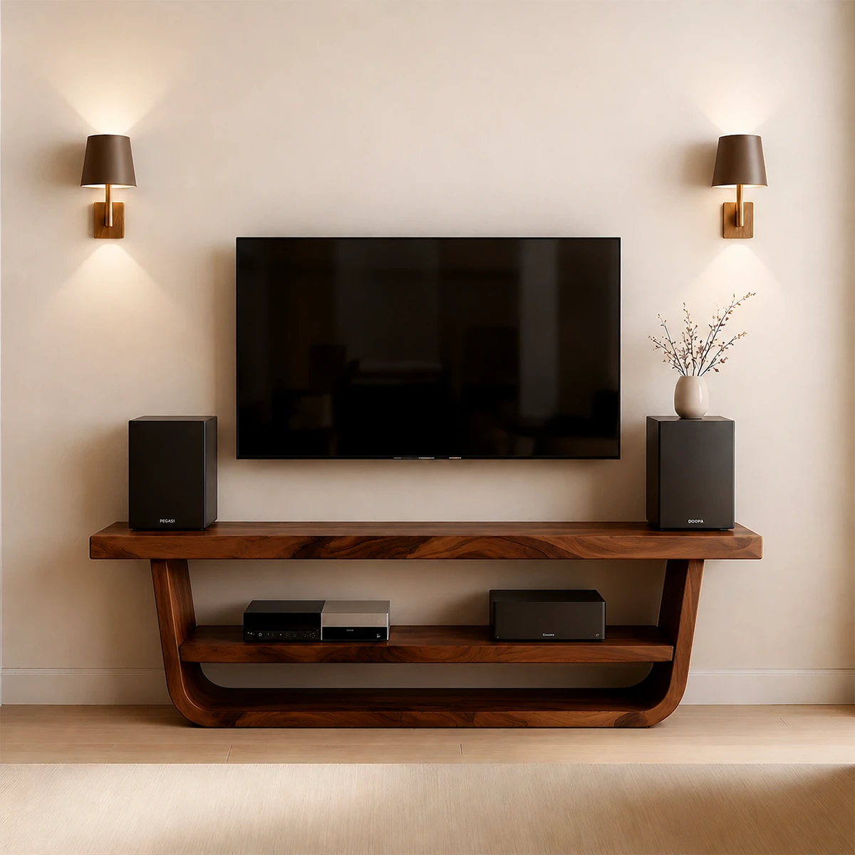 Solid Wood TV Stand with Open Frame Design and Display Shelving - ArborisWood - 14