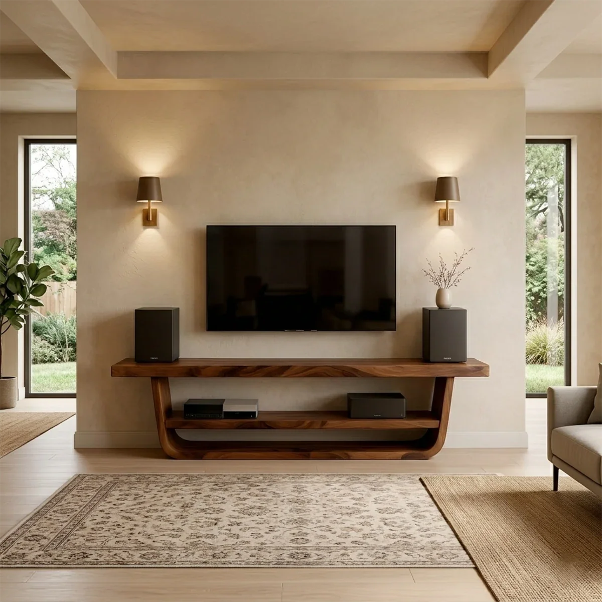 Solid Wood TV Stand with Open Frame Design and Display Shelving - ArborisWood - 3