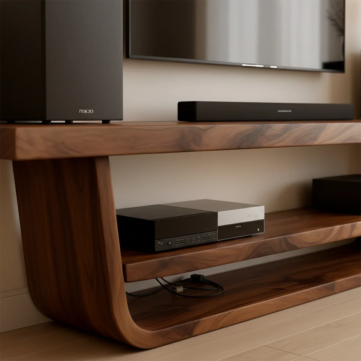 Solid Wood TV Stand with Open Frame Design and Display Shelving - ArborisWood - 4