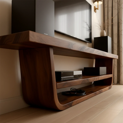 Solid Wood TV Stand with Open Frame Design and Display Shelving - ArborisWood - 5