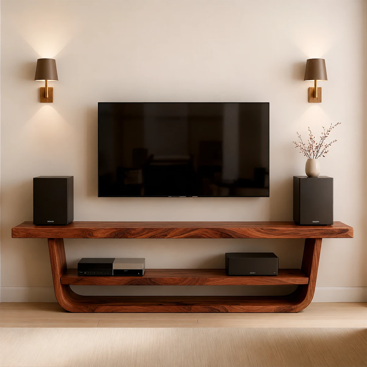 Solid Wood TV Stand with Open Frame Design and Display Shelving - ArborisWood - 7