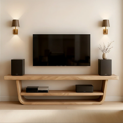 Solid Wood TV Stand with Open Frame Design and Display Shelving - ArborisWood - 8