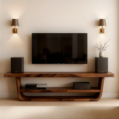 Solid Wood TV Stand with Open Frame Design and Display Shelving - ArborisWood
