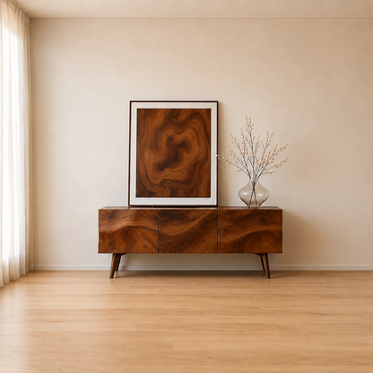 Solid Wood TV Stand with Sculpted Front Panels and Storage Compartments - ArborisWood - 12