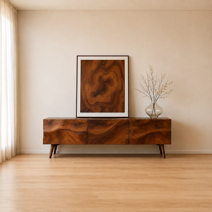 Solid Wood TV Stand with Sculpted Front Panels and Storage Compartments - ArborisWood - 14