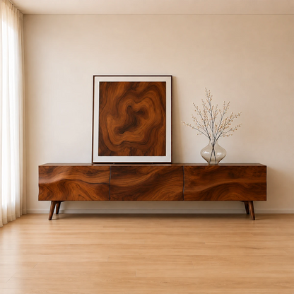 Solid Wood TV Stand with Sculpted Front Panels and Storage Compartments - ArborisWood - 16