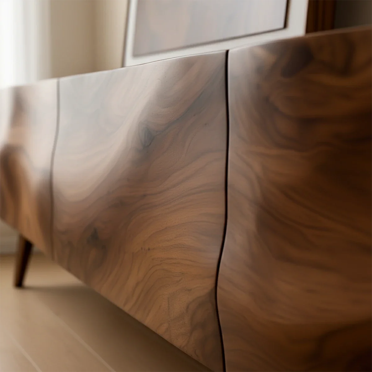Solid Wood TV Stand with Sculpted Front Panels and Storage Compartments - ArborisWood - 3