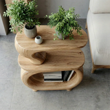 Solid Wood Two Tier Side Table with Open Shelves and Organic Form - ArborisWood - 5