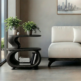 Solid Wood Two Tier Side Table with Open Shelves and Organic Form - ArborisWood - 8