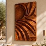 Curved relief lines guide the eye across this statement wall art in a refined interior