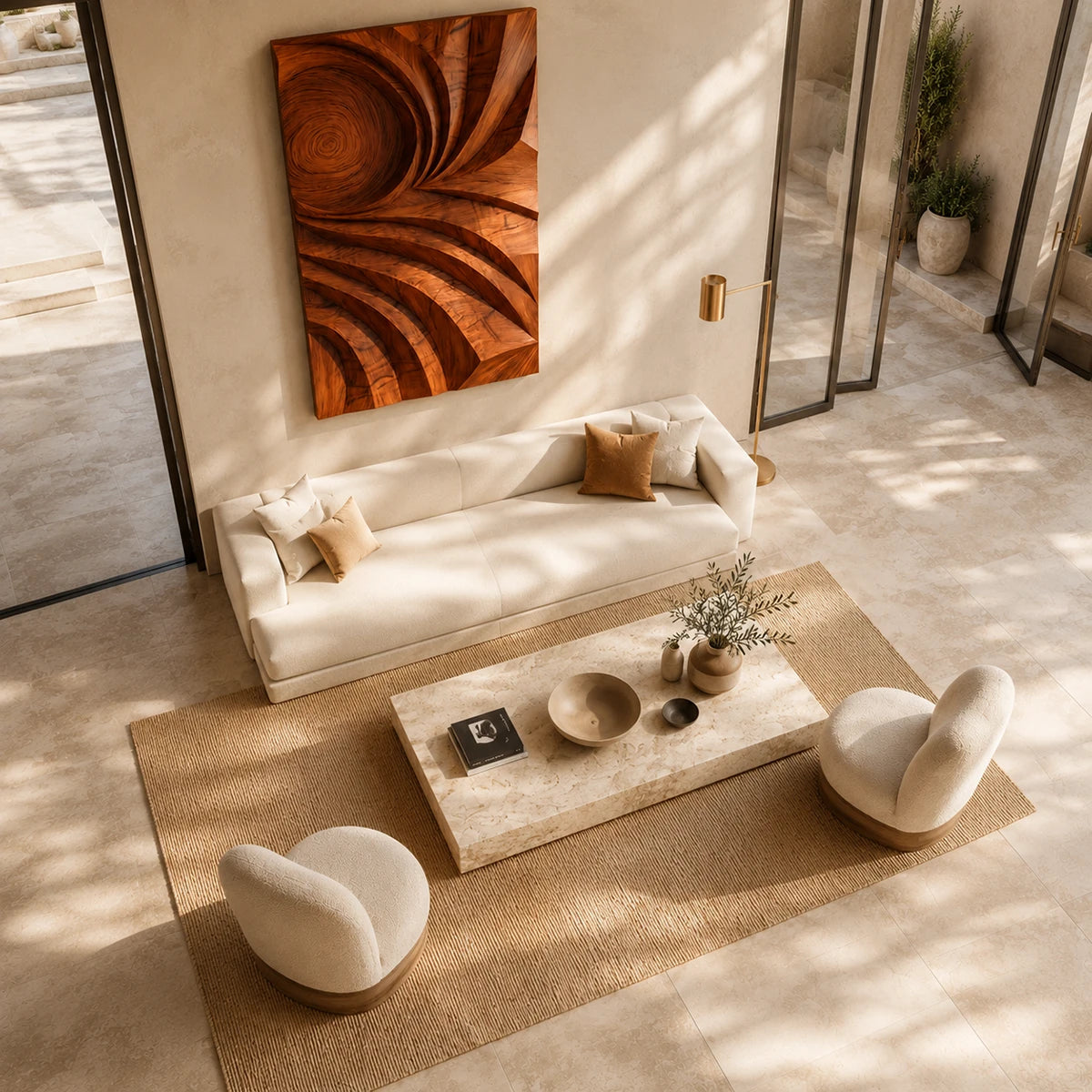 Designed with spiral and wave motifs, this wall panel adds rhythm to contemporary spaces