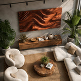 Designed with flowing ridges, this statement wall art adds rhythm to an open living area