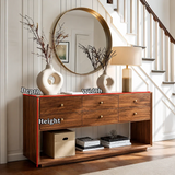 Statement Natural Solid Wood Console Table With Six Drawers and Shelf - Arboriswood - 10