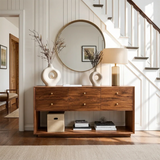 Statement Natural Solid Wood Console Table With Six Drawers and Shelf - Arboriswood - 2