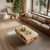 Storage Coffee Table – Solid Wood Curved Design with Built-In Handle - Arboriswood - 4