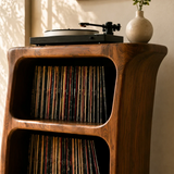 Sunlit Natural Solid Wood Vinyl Record Stand With Three Open Shelves - Arboriswood - 4