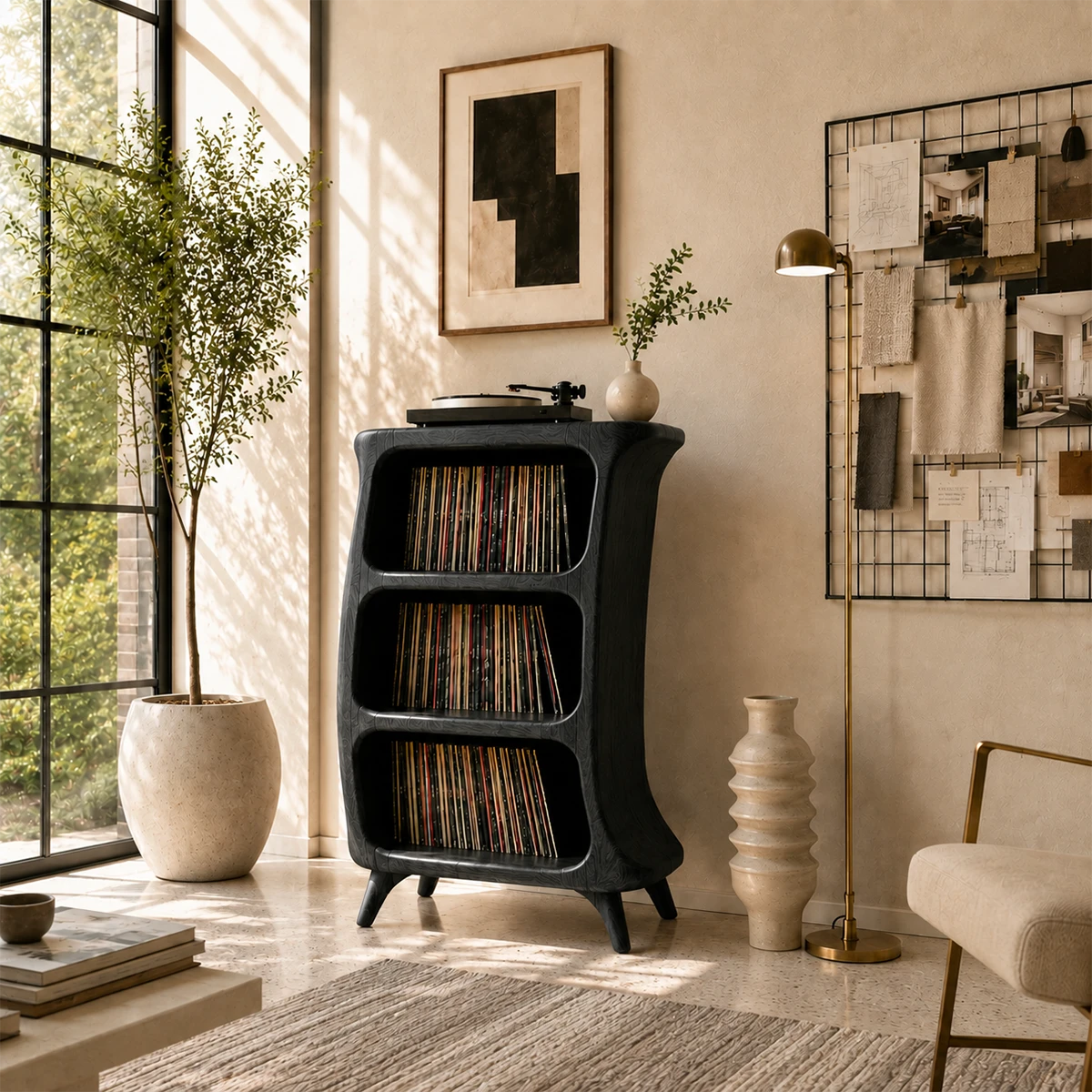 Sunlit Natural Solid Wood Vinyl Record Stand With Three Open Shelves - ArborisWood - 8