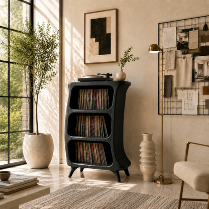Sunlit Natural Solid Wood Vinyl Record Stand With Three Open Shelves - ArborisWood - 8