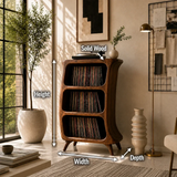 Sunlit Natural Solid Wood Vinyl Record Stand With Three Open Shelves - Arboriswood - 9