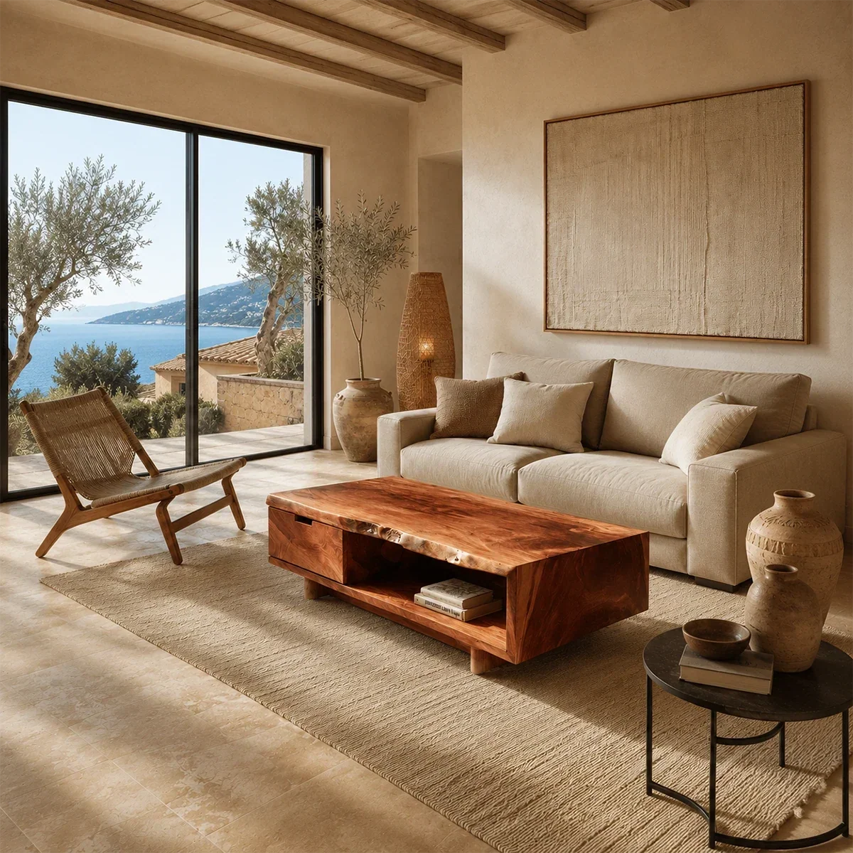 Modern storage coffee table with clean lines and a low shelf for everyday styling