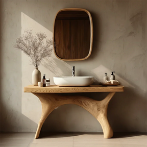 Symmetrical Sculptural Bathroom Vanity Natural Solid Wood Arched Base - Arboriswood