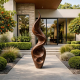 Tall Abstract Wood Sculpture with Carved Flame Form and Organic Hollow Detail - Arboriswood - 6