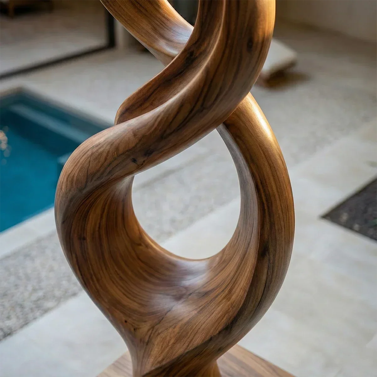 Tall Abstract Wood Sculpture with Flame Inspired Curves and Dual Hollow Form - ArborisWood - 3